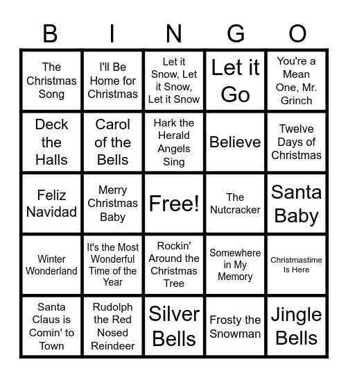 Christmas Card Bingo Card