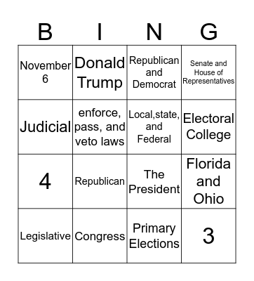 US Government Bingo Card