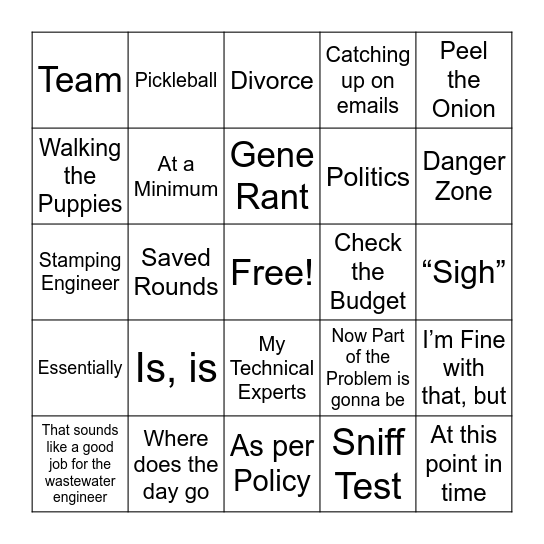 The Bob's Bingo Card