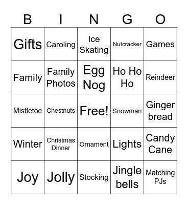 Holiday Bingo Card