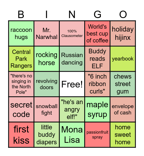 ELF Bingo Card
