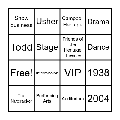Theatre BINGO! Bingo Card