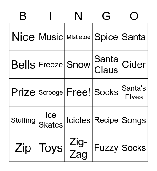 Winter Bingo S/Z Bingo Card