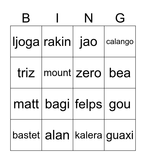 Untitled Bingo Card