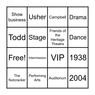 Theatre BINGO! Bingo Card
