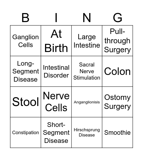 Hirschsprung Disease Bingo Card