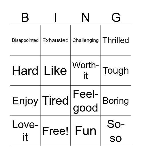 Opinions Bingo Card