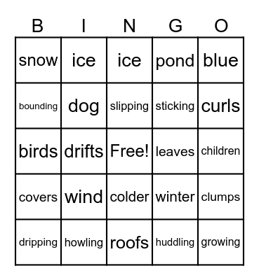 Winter Is Here! Bingo Card