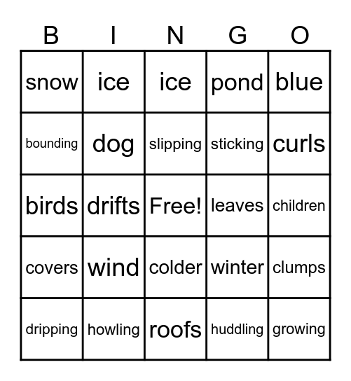 Winter Is Here! Bingo Card
