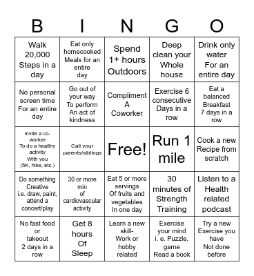 Inscripta Wellness Bingo Card