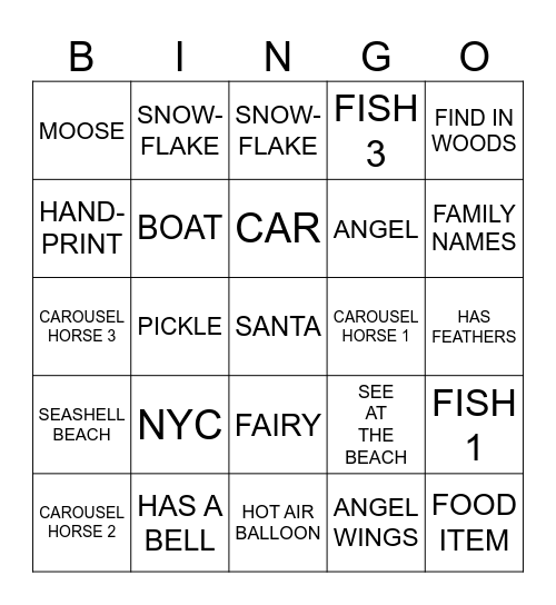 DUFF ORNAMENT BINGO Card