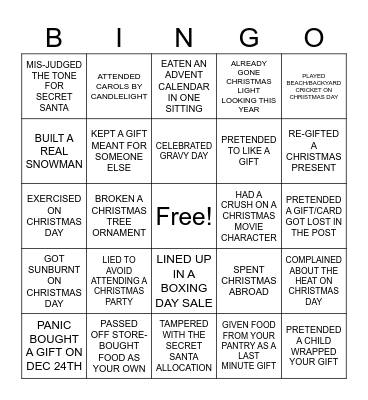 HAVE YOU EVER - CHRISTMAS EDITION Bingo Card