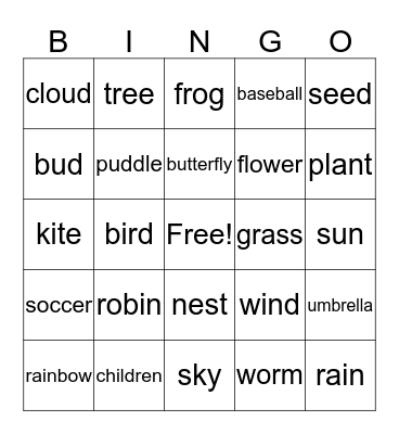 SPRING BINGO! Bingo Card