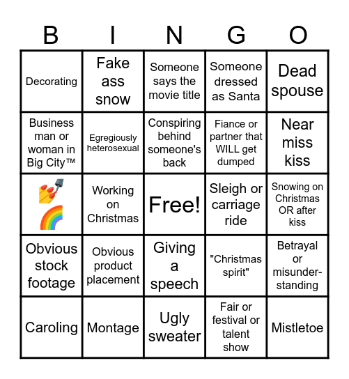 Hallmark Christmas Movie Bingo Card