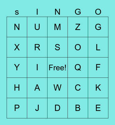 ASL Alphabet SIGNO Bingo Card