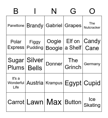 Holiday Wine Bingo Card