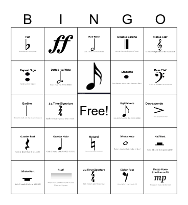 Music Bingo Card