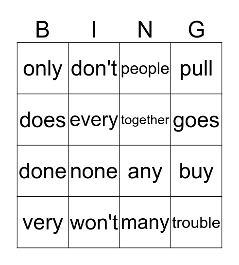 sight words 47-55 Bingo Card