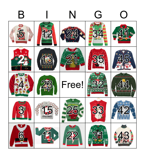 UGLY SWEATER BINGO Card