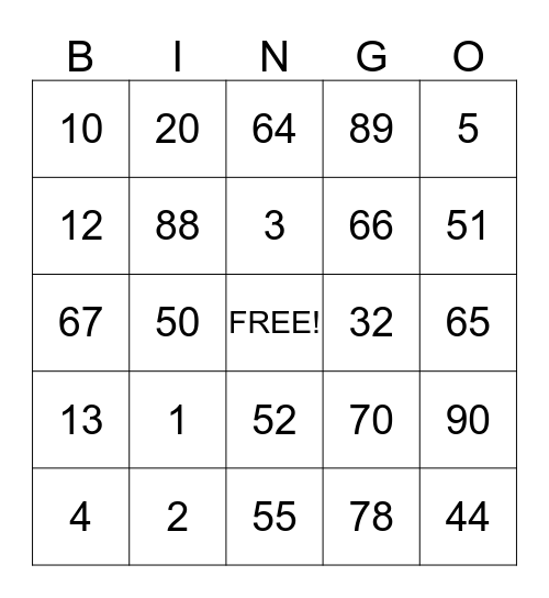 CHSS Bingo Card