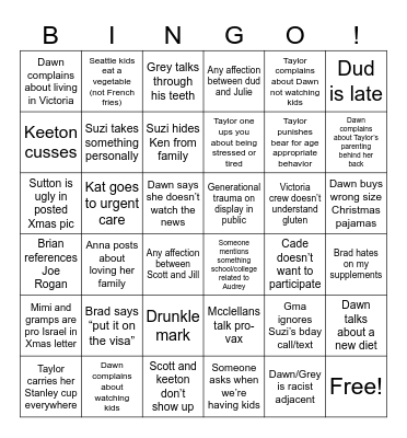 Surviving Christmas Bingo Card