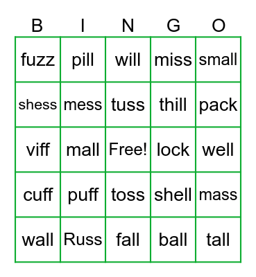 FUNdations Unit 4 Bonus Letters Bingo Card
