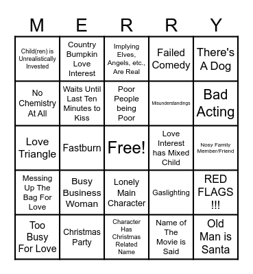 BAD CHRISTMAS MOVIE BINGO Card