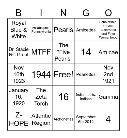 AZ Bingo Version 1 Bingo Card