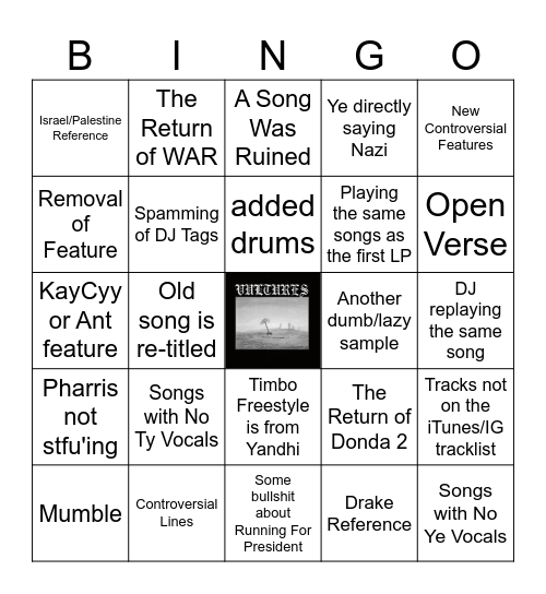 Vultures LP 2 Bingo Card