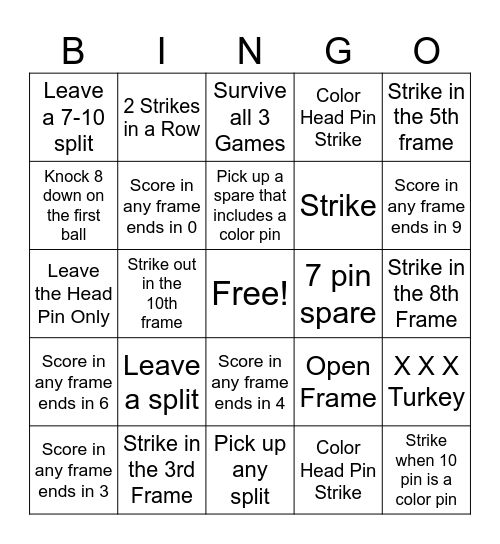 Jingle Bowl Bingo Card