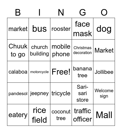 BINGO Philippines!!! Bingo Card