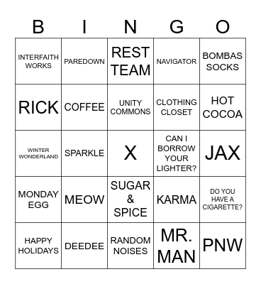 HOLIDAY BINGO Card