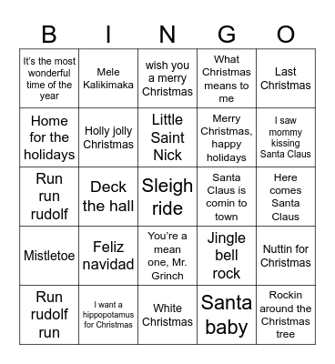 Christmas Bingo Card