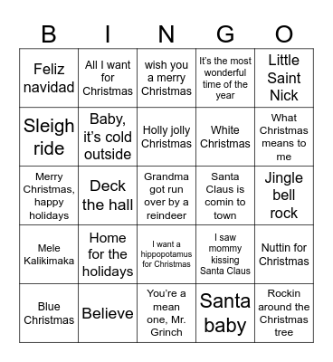 Christmas Bingo Card