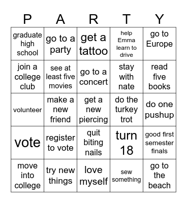 2024 New Years Card Bingo Card