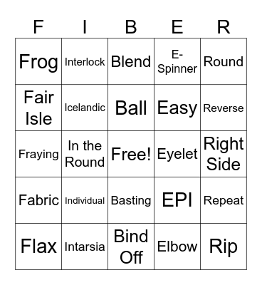 Fiber Arts Bingo! Bingo Card
