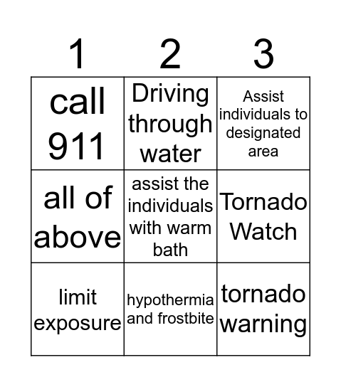 Severe Weather BINGO Card