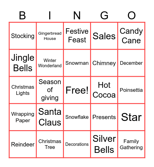 Jingle Bingo Joy Bingo Card