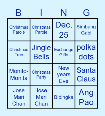 Holiday Bingo Card