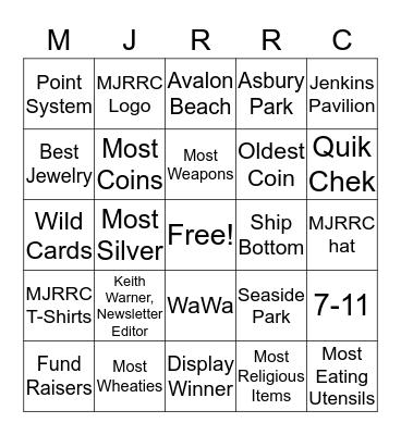 MJRRC BINGO PARTY Bingo Card
