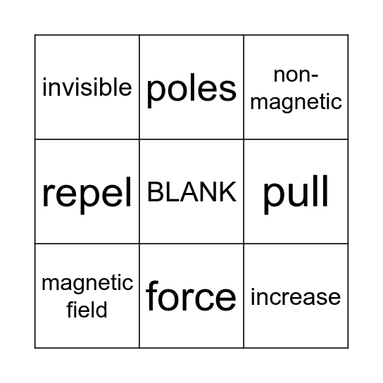 Magnets Bingo Card