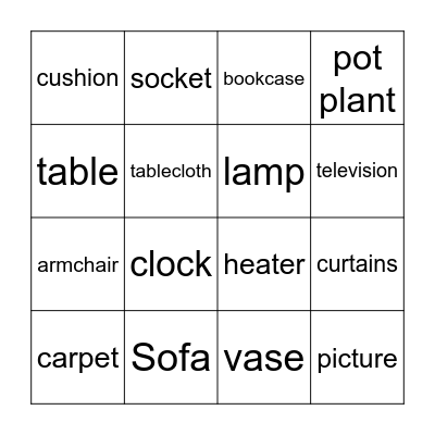 In the living room Bingo Card