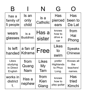 Get to Know Bingo Card
