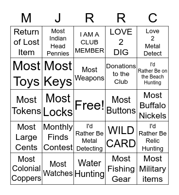 MJRRC BINGO PARTY Bingo Card