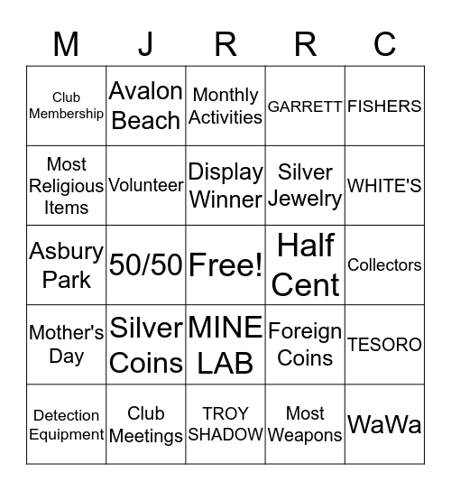 MJRRC BINGO PARTY Bingo Card