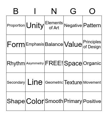 Art Bingo Card