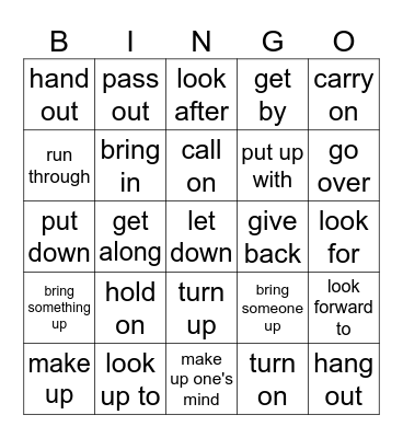 Phrasal verbs bingo Card