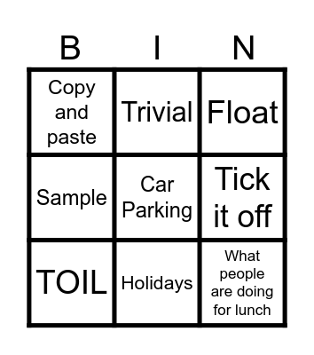M&S bingo Card