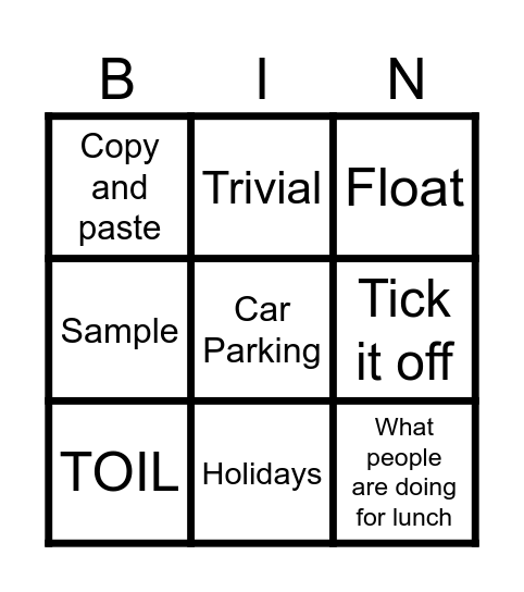 M&S bingo Card