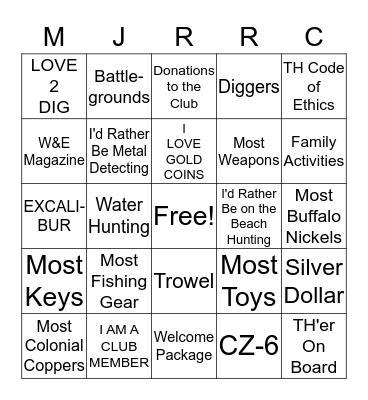 MJRRC BINGO PARTY Bingo Card